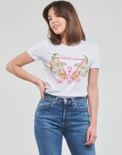 Guess - SS CN TRIANGLE FLOWERS TEE