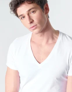 Hom - SUP' COTTON TSHIRT COL V PROFOND