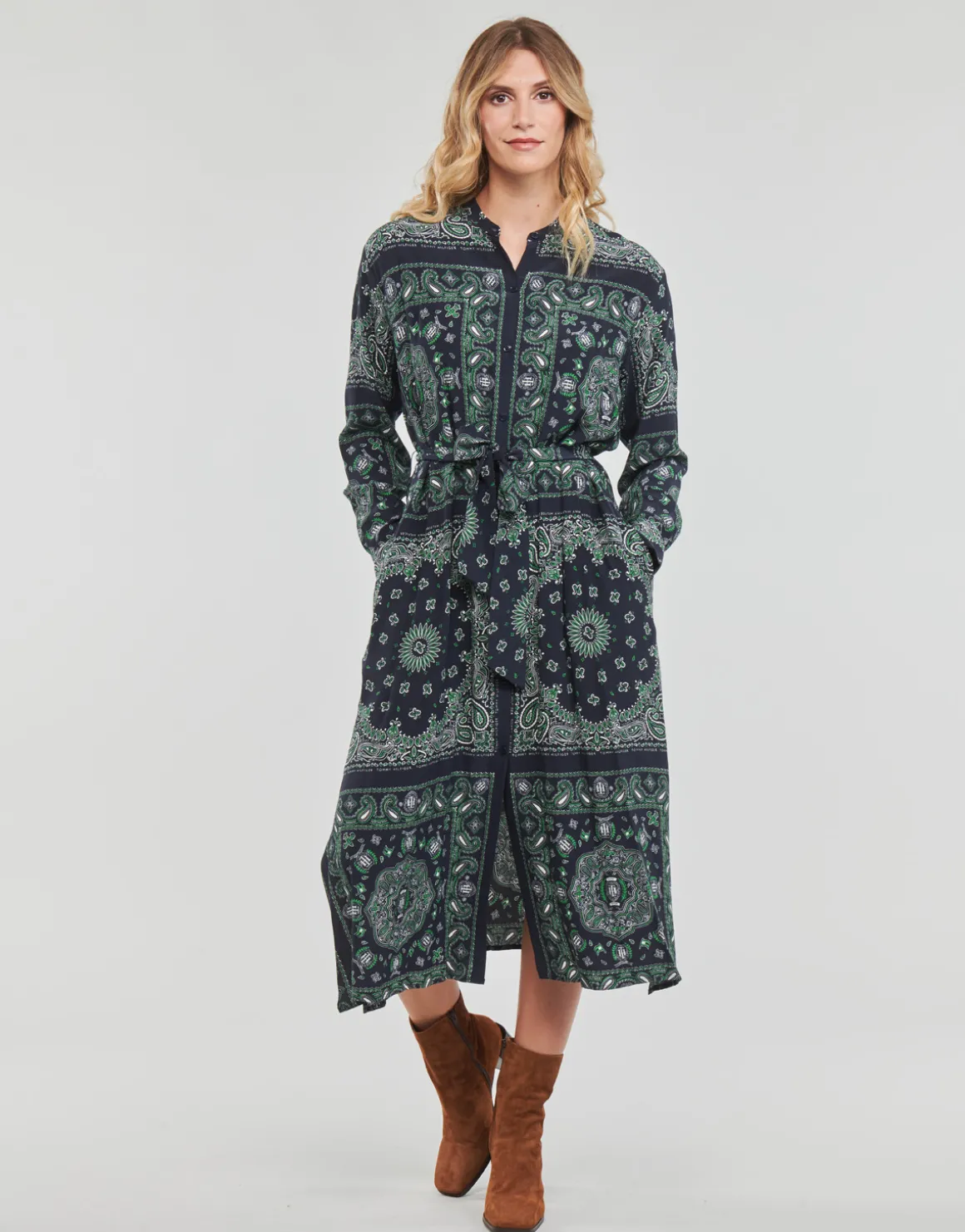 Tommy Hilfiger - BANDANA VIS MIDI SHIRT DRESS LS