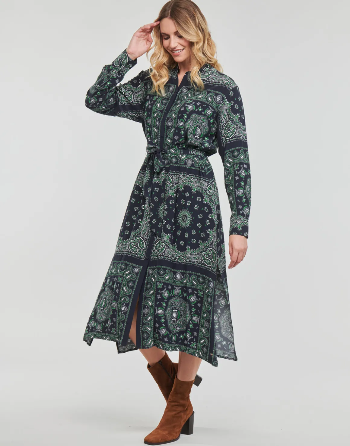 Tommy Hilfiger - BANDANA VIS MIDI SHIRT DRESS LS